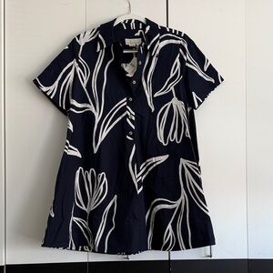 By Anthropologie Navy & White Floral Dress